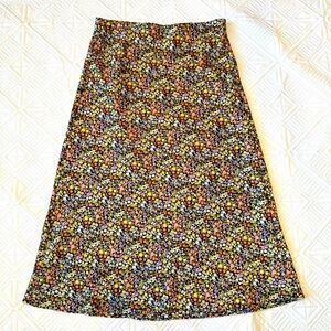Loft Floral Pull On Midi Skirt Size Small
